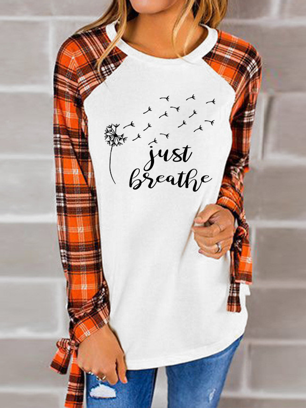 Women's Dandelion Just Breathe Printed Splicing Tshirts