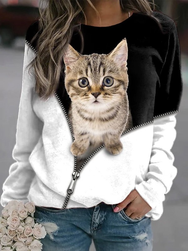 Women's Sweatshirt Pullover Cat 3D Print Casual Sports 3D Print Active Streetwear Hoodies Sweatshirts