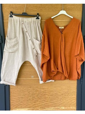 Summer Simple Color Loose Short Sleeve Suit