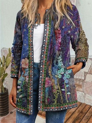 Floral Pocketed Vacation Jackets
