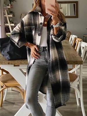 Shirt Collar Statement Long Sleeve Overcoat