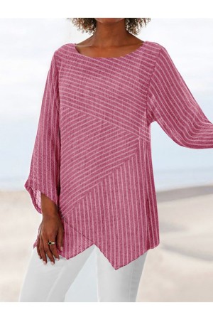 Crew Neck Long Sleeve Paneled Holiday Shirts