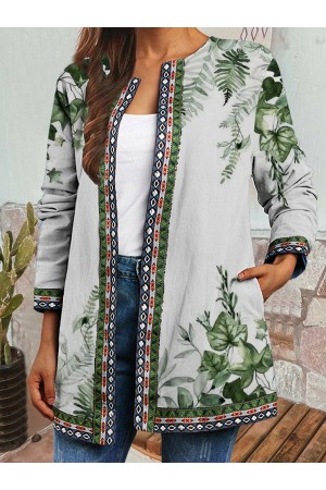 Casual Vintage Floral Print Long Sleeve Jacket
