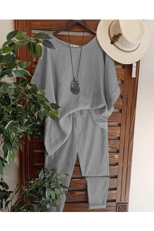 Women's Solid Color Short Sleeves Casual Twopiece Suits