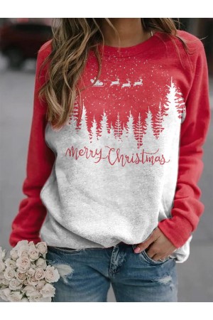Women's Merry Christmas round neck comfortable Sweatshirt