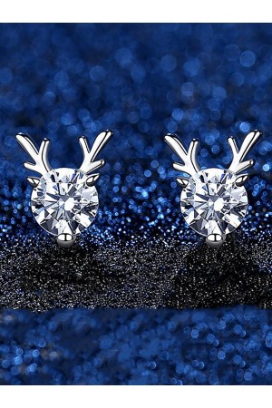 Rhinestone Reindeer Earrings Christmas Accessory