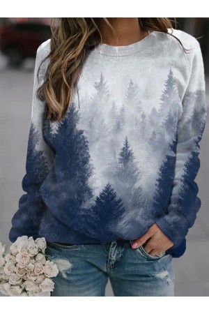 Forest  Treetops Print Cozy Sweatshirt