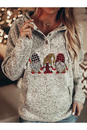 Women's Gnomes Printed Christmas Hooded