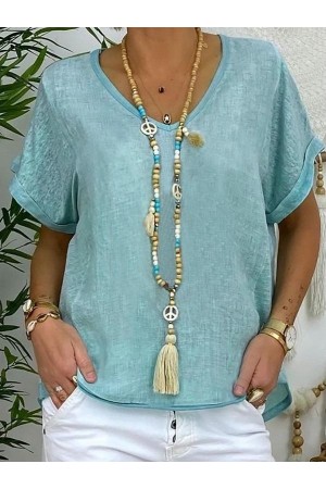 Women's Casual Cotton and Linen Tshirt