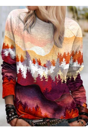 Women's mountain print sweatshirt