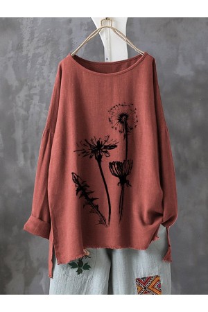 Casual Print Flower Long Sleeve Autumn Shirt
