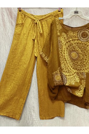 Casual Printed Short Sleeve Top And Pants Set