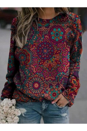 Folk Paisley Painting Print Sweatshirt