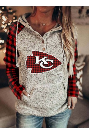 Women's Hoodies Plaid Print Colorblock Long Sleeve Hoodie