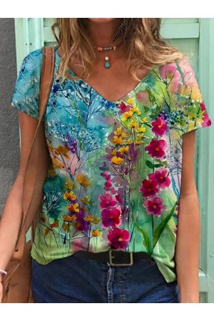Colorful Flower Painting Tshirt