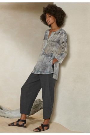 LINEN & COTTON CROPPED TROUSERS