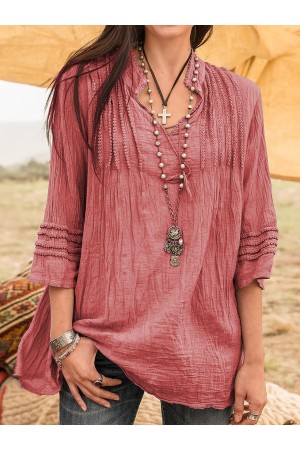 Boho Guipure Lace Linen Shirt