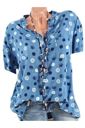 Loose Fitting Short Sleeve Polka Dot Blouses