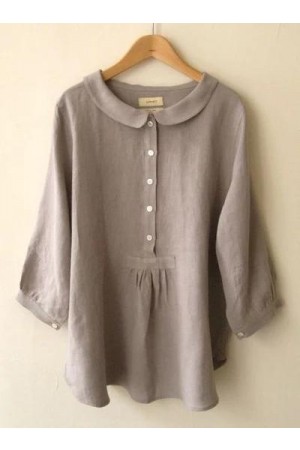 Women Summer Casual Long Sleeve Sweet Solid Blouse