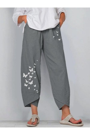 Women Butterfly Print Wideleg Pants
