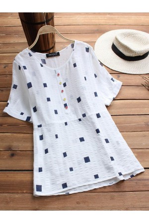 Short Sleeve Geometric Print Casual Tshirt
