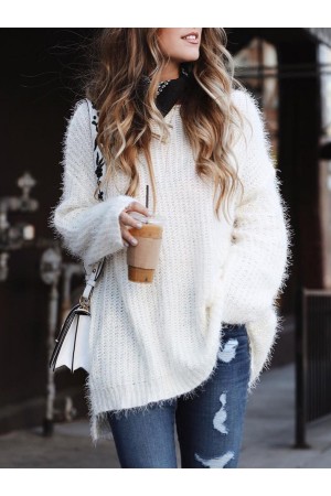Plus size sweater Cotton Casual Knitted Shirts & Tops