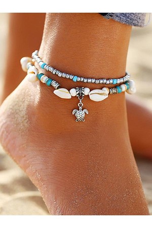 Natural shell scale woven tortoise anklet
