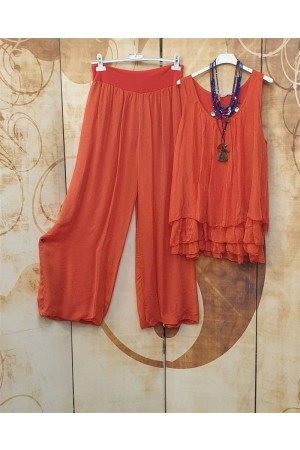 Summer Cool Multi Layered Hem Sleeveless Two Piece Suit
