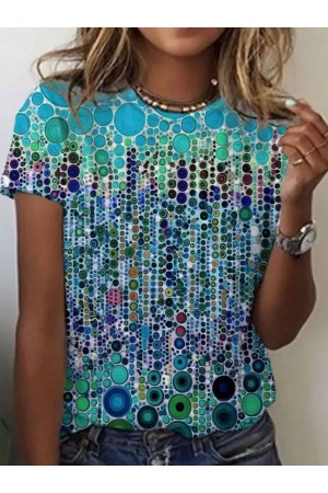 Women's Floral Abstract Pattern Crew Neck Tshirt