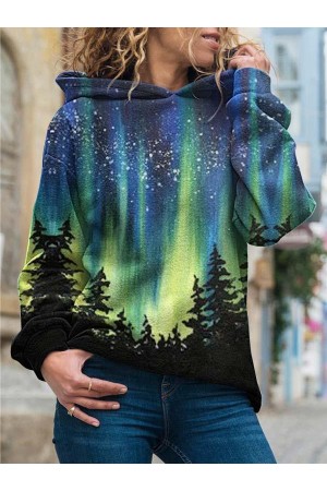 Ladies Long Sleeve Loose Printed Sweatshirt