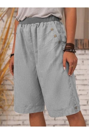 Casual Pocket Solid Color Loose Trousers