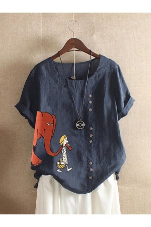 Shift Cotton Vintage Animal Shirts & Tops