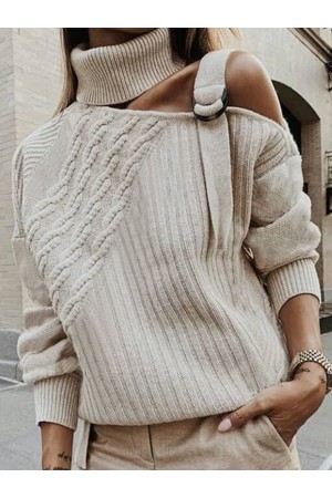 Plus Size Plain Long Sleeve Casual Sweater