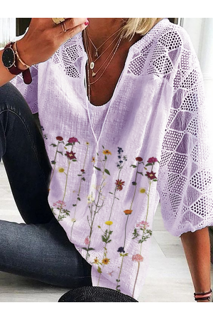 Plus size Floral Casual Shirts & Tops