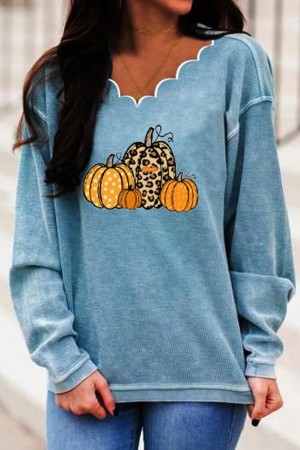 Women's Sweatshirts Pumpkin Print Sweatshirt