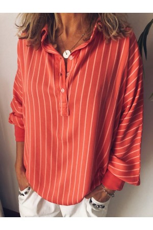 Casual V Neck Printed Blouse