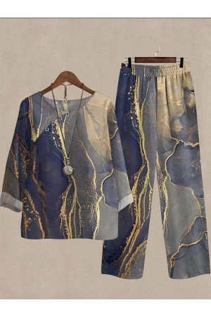 Spring And Autumn Art Inkjet Print Casual Twopiece Suits