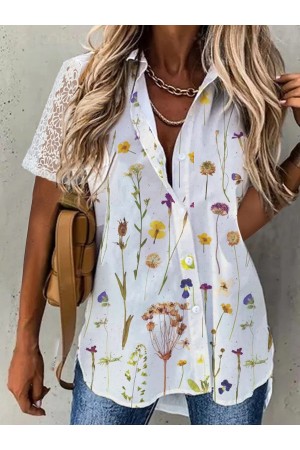 Collar Floral Casual Shirt
