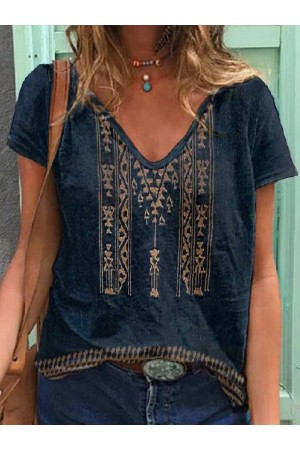 Casual V Neck Short Sleeve TShirt