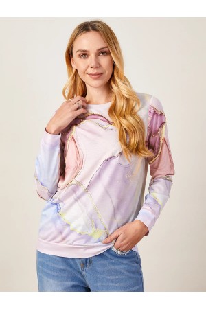 Crew Neck Geometric Casual Sweatshirt