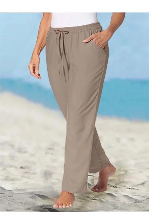 Plain Casual Drawstring Trousers