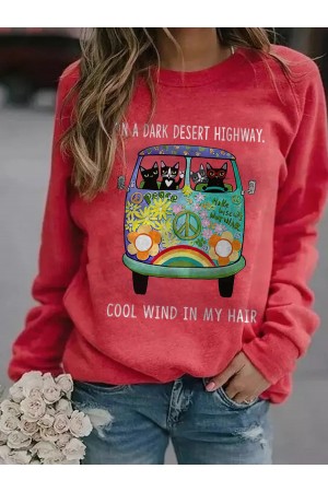 Crew Neck Letter Graphic Causal Sweatshirt