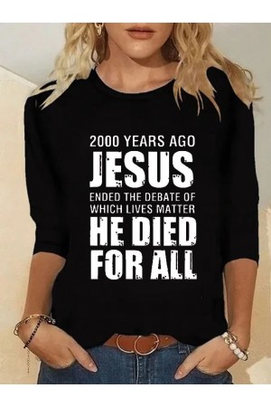 Crew Neck Letter Casual TShirt
