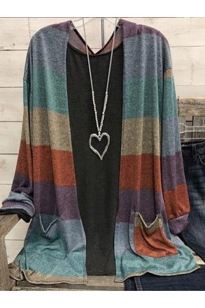 Color Long Sleeve Casual Cardigan