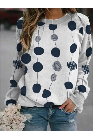 Casual Polka Dots Loosen Sweatshirts