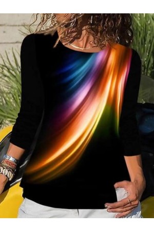 Round Neck Colorblock Daily Tee