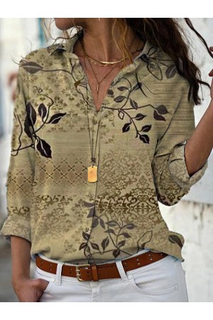 Casual Plants Cotton Blends Shirts & Tops