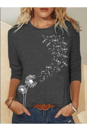 Floral CottonBlend Crew Neck Tops