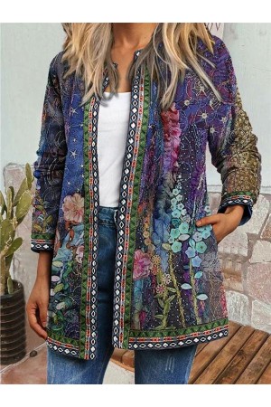 Floral Pocketed Vacation Jackets