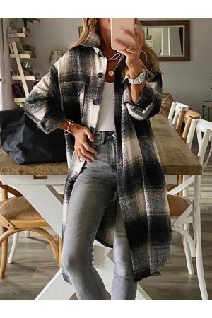 Shirt Collar Statement Long Sleeve Overcoat